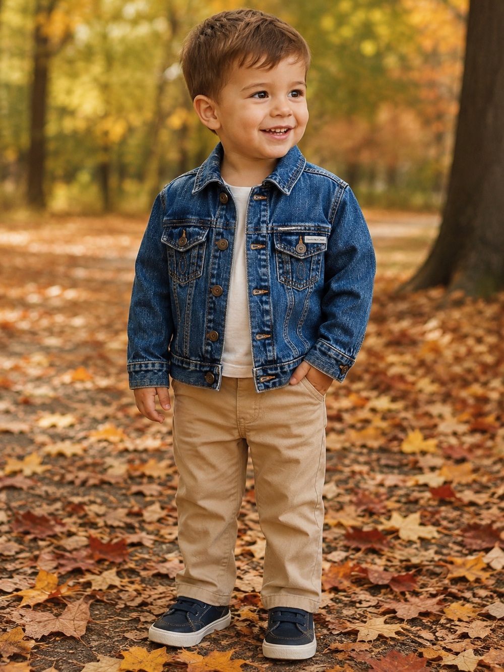 Classic Dark Blue Kids Jean Jacket size 2 snap front closure